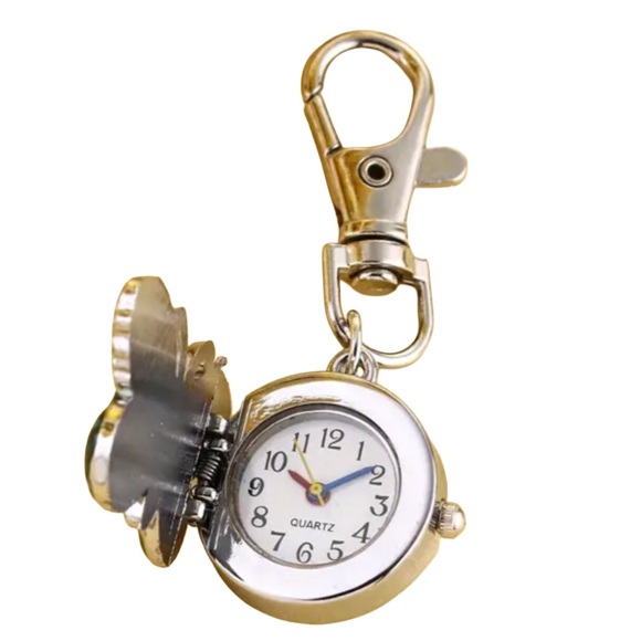 Clip-On Butterfly Quartz Watch for Bag Keychain Purse Jeans - Picture 2 of 2